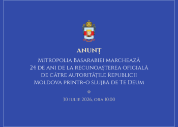 ANUNȚ: Mitropolia Basarabiei marchează 24 de ani de la recunoașterea oficială de către autoritățile Republicii Moldova printr-o slujbă de Te Deum
